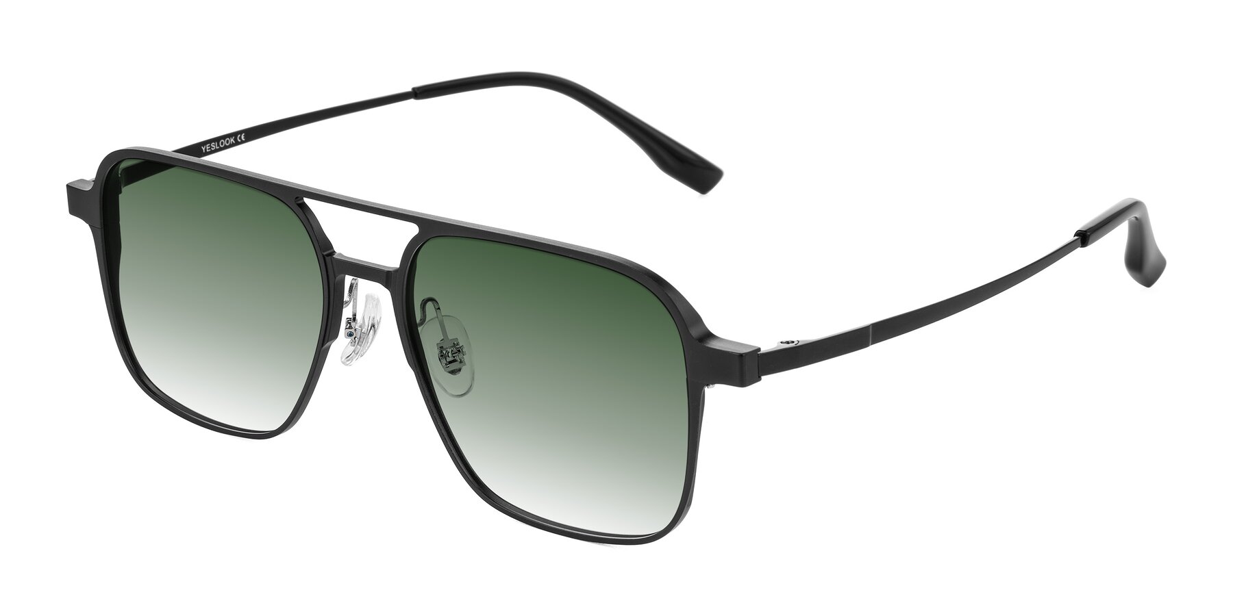 Angle of Sanya in Matte Black with Green Gradient Lenses