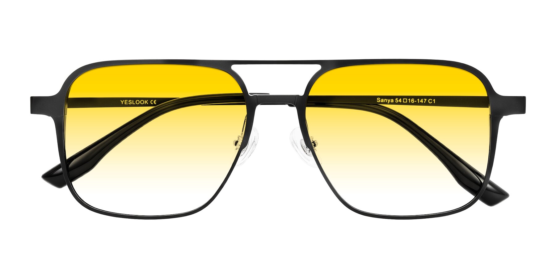 Folded Front of Sanya in Matte Black with Yellow Gradient Lenses