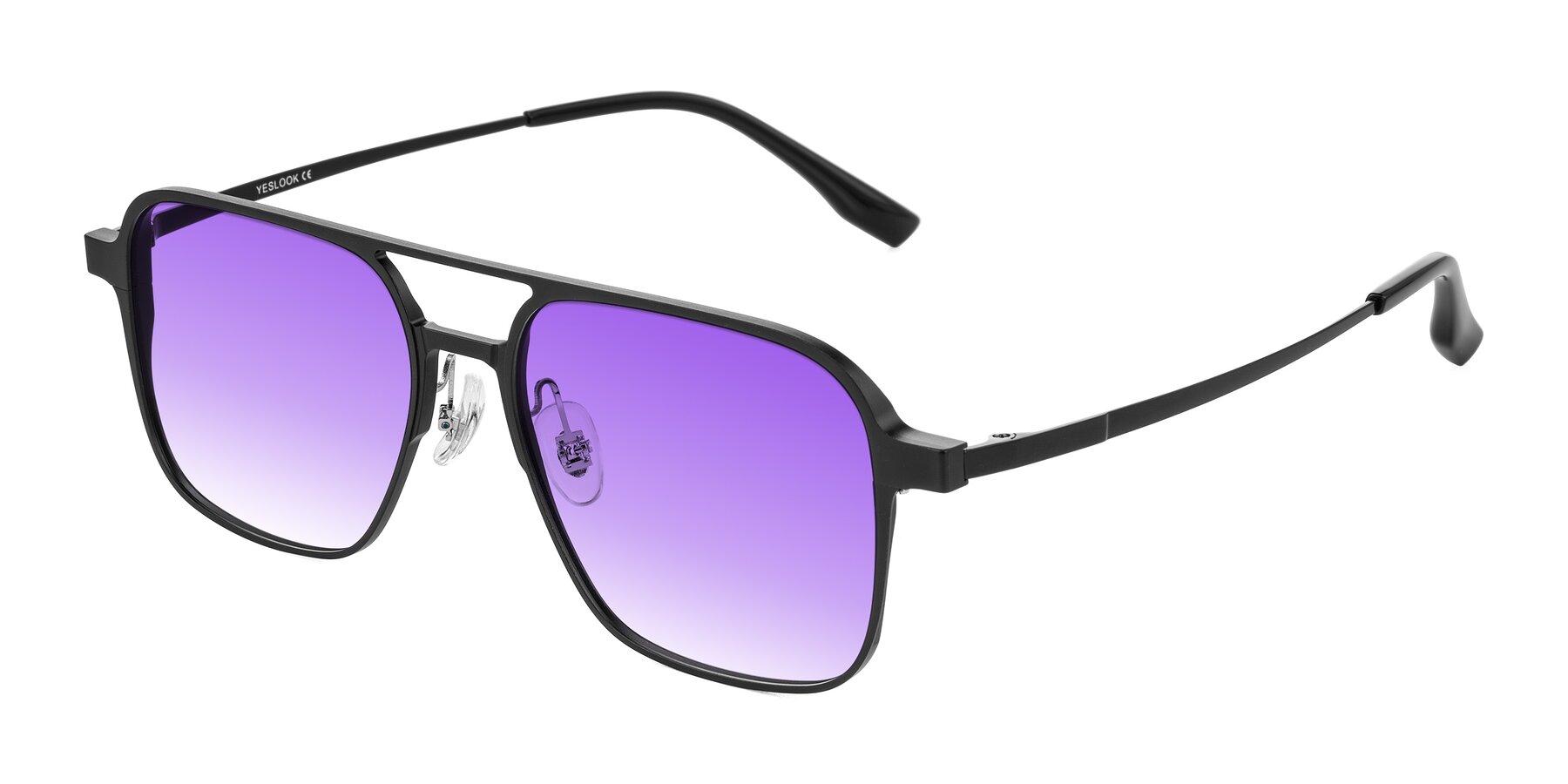 Angle of Sanya in Matte Black with Purple Gradient Lenses