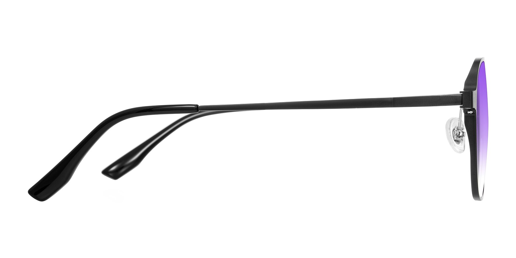 Side of Sanya in Matte Black with Purple Gradient Lenses