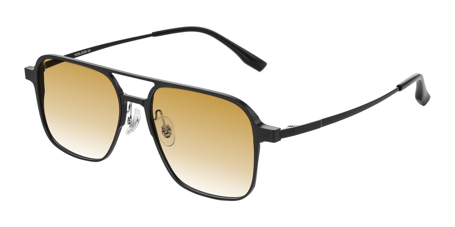 Angle of Sanya in Matte Black with Champagne Gradient Lenses