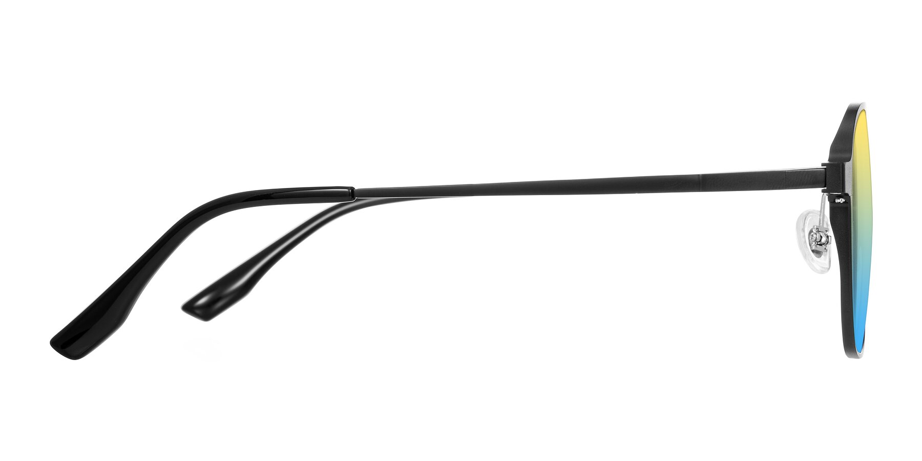 Side of Sanya in Matte Black with Yellow / Blue Gradient Lenses