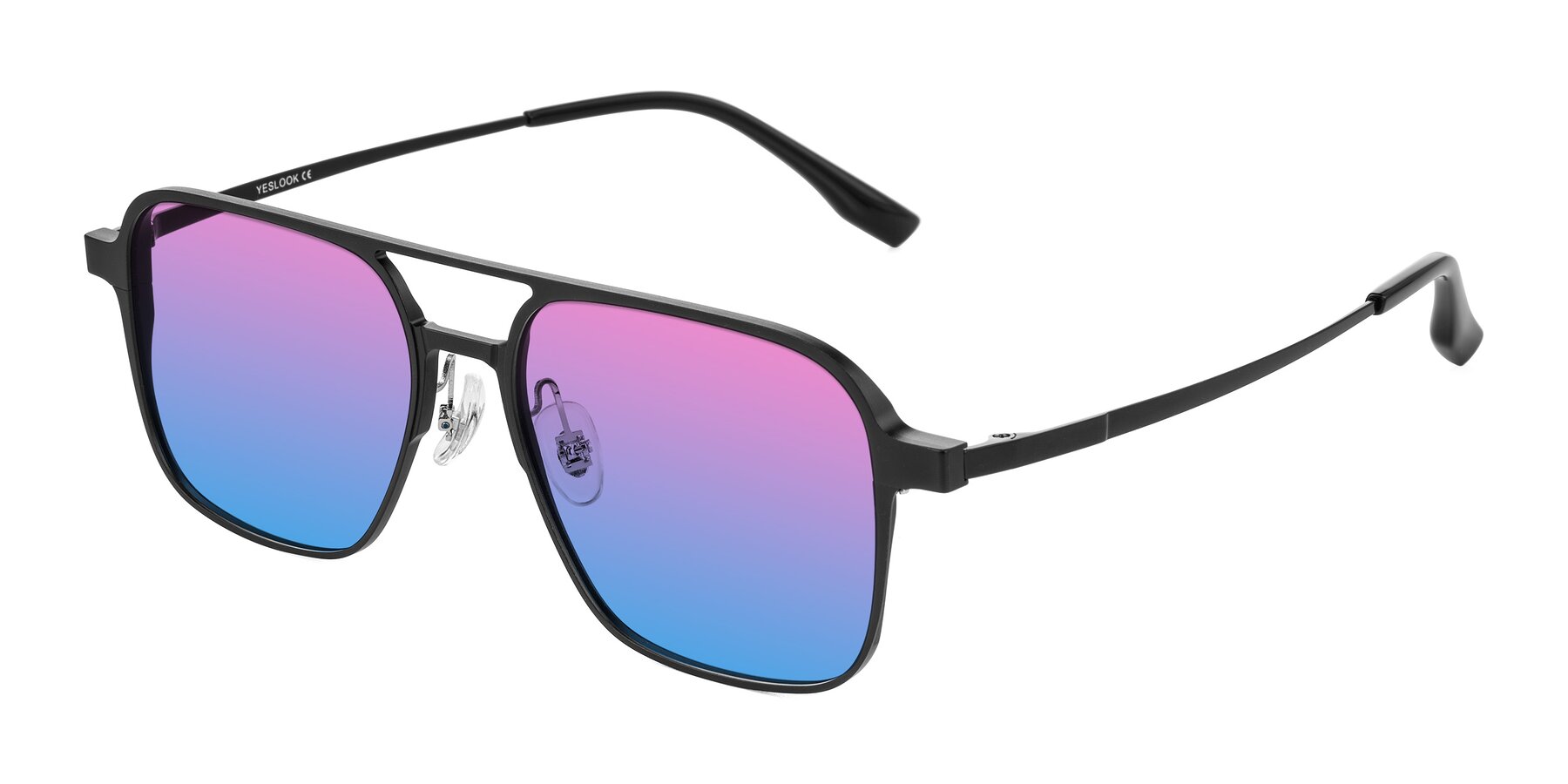 Angle of Sanya in Matte Black with Pink / Blue Gradient Lenses