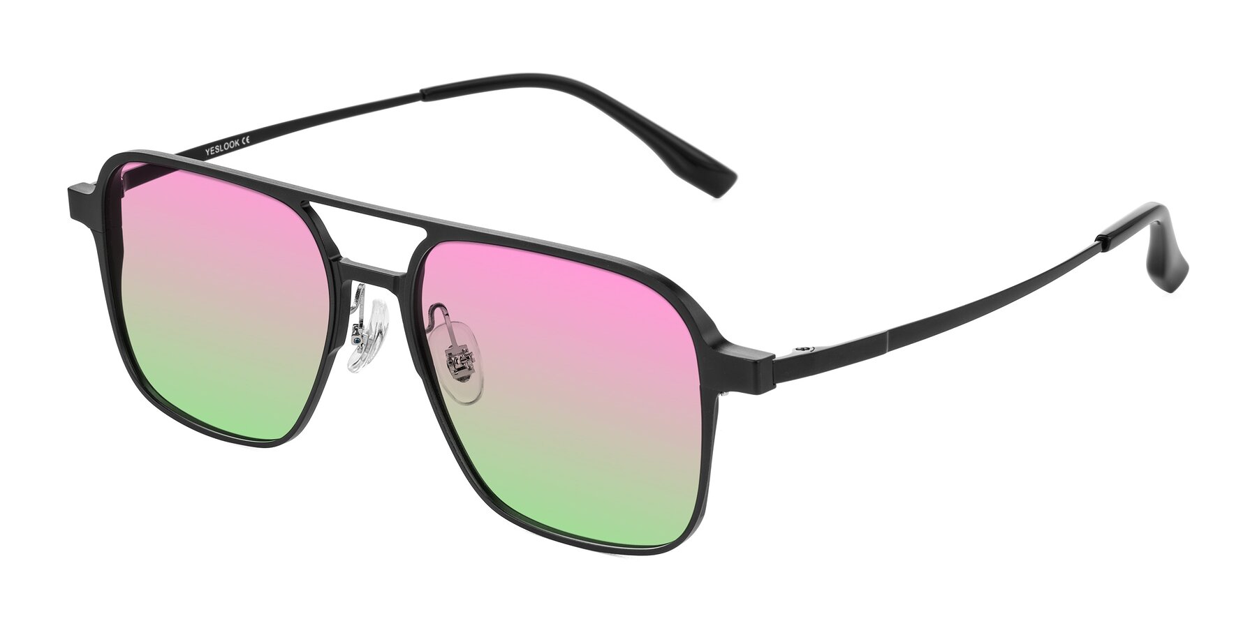 Angle of Sanya in Matte Black with Pink / Green Gradient Lenses
