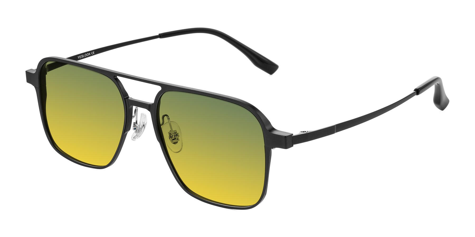 Angle of Sanya in Matte Black with Green / Yellow Gradient Lenses