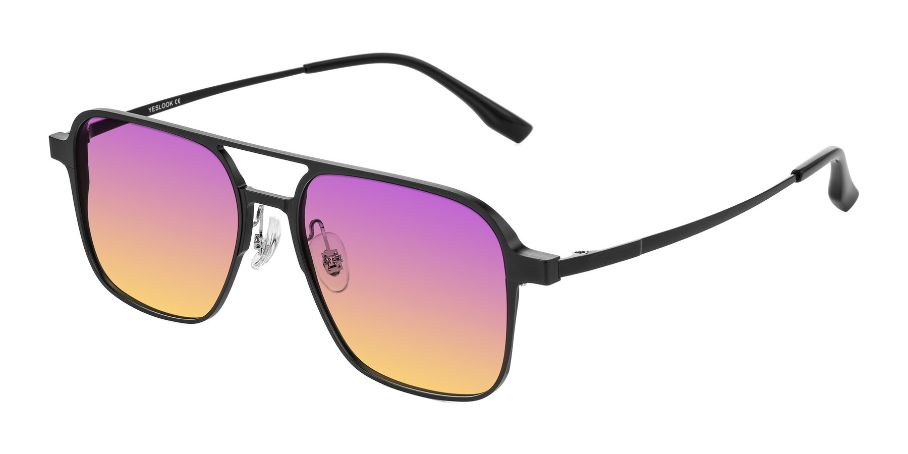 Angle of Sanya in Matte Black with Purple / Yellow Gradient Lenses