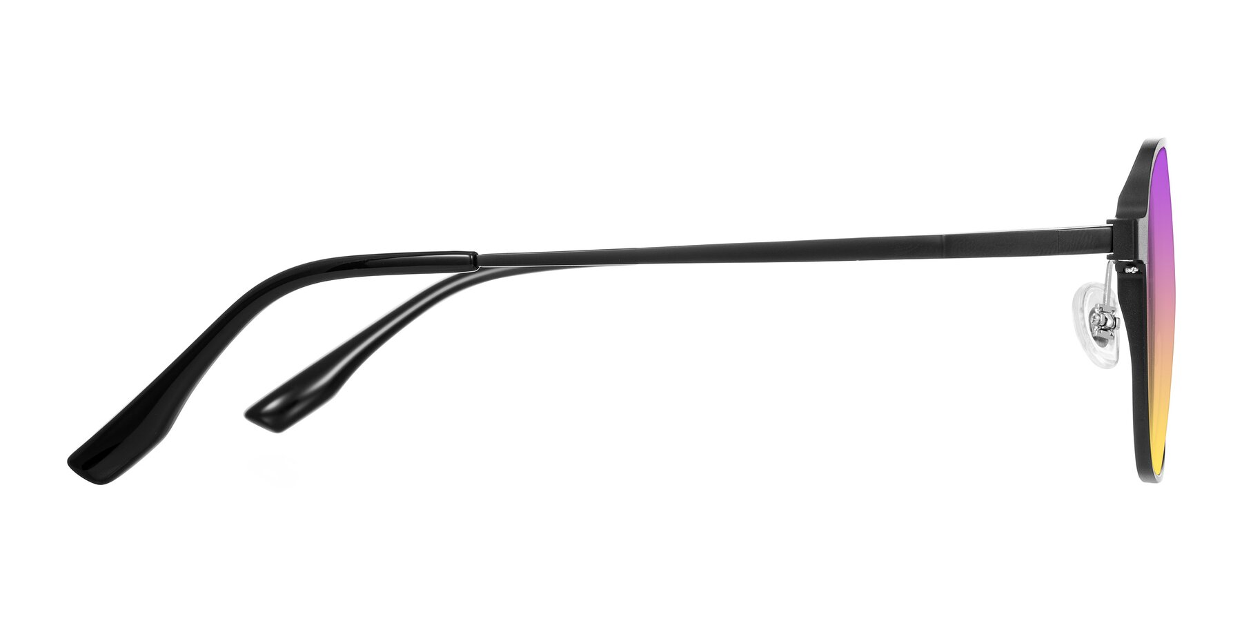 Side of Sanya in Matte Black with Purple / Yellow Gradient Lenses