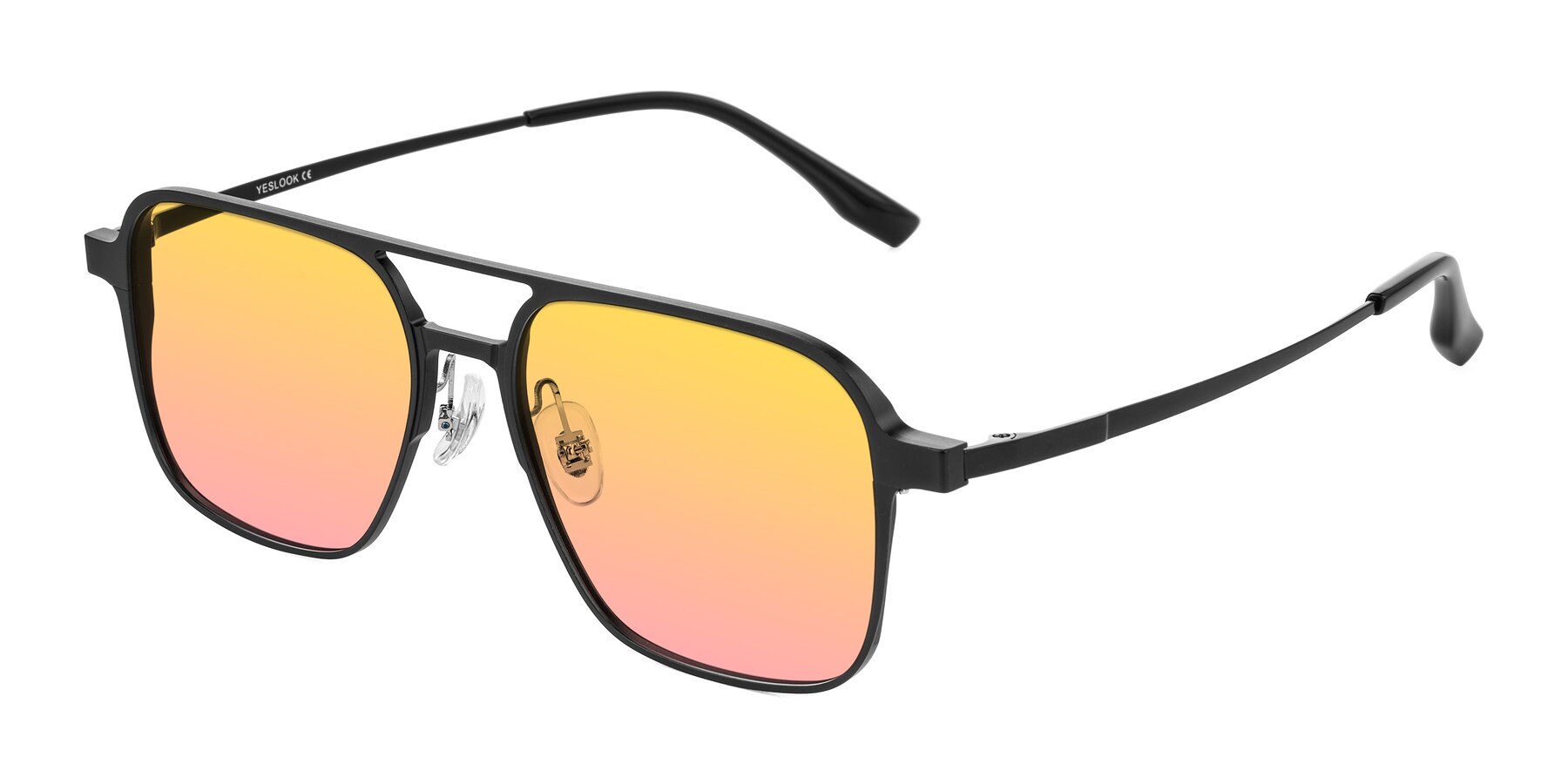 Angle of Sanya in Matte Black with Yellow / Pink Gradient Lenses