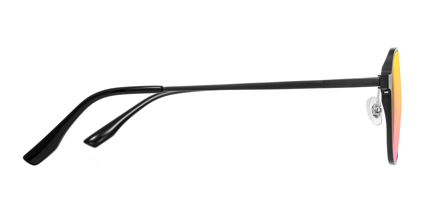 Side of Sanya in Matte Black with Yellow / Pink Gradient Lenses