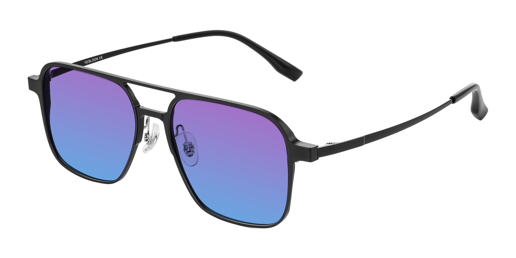 Angle of Sanya in Matte Black with Purple / Blue Gradient Lenses