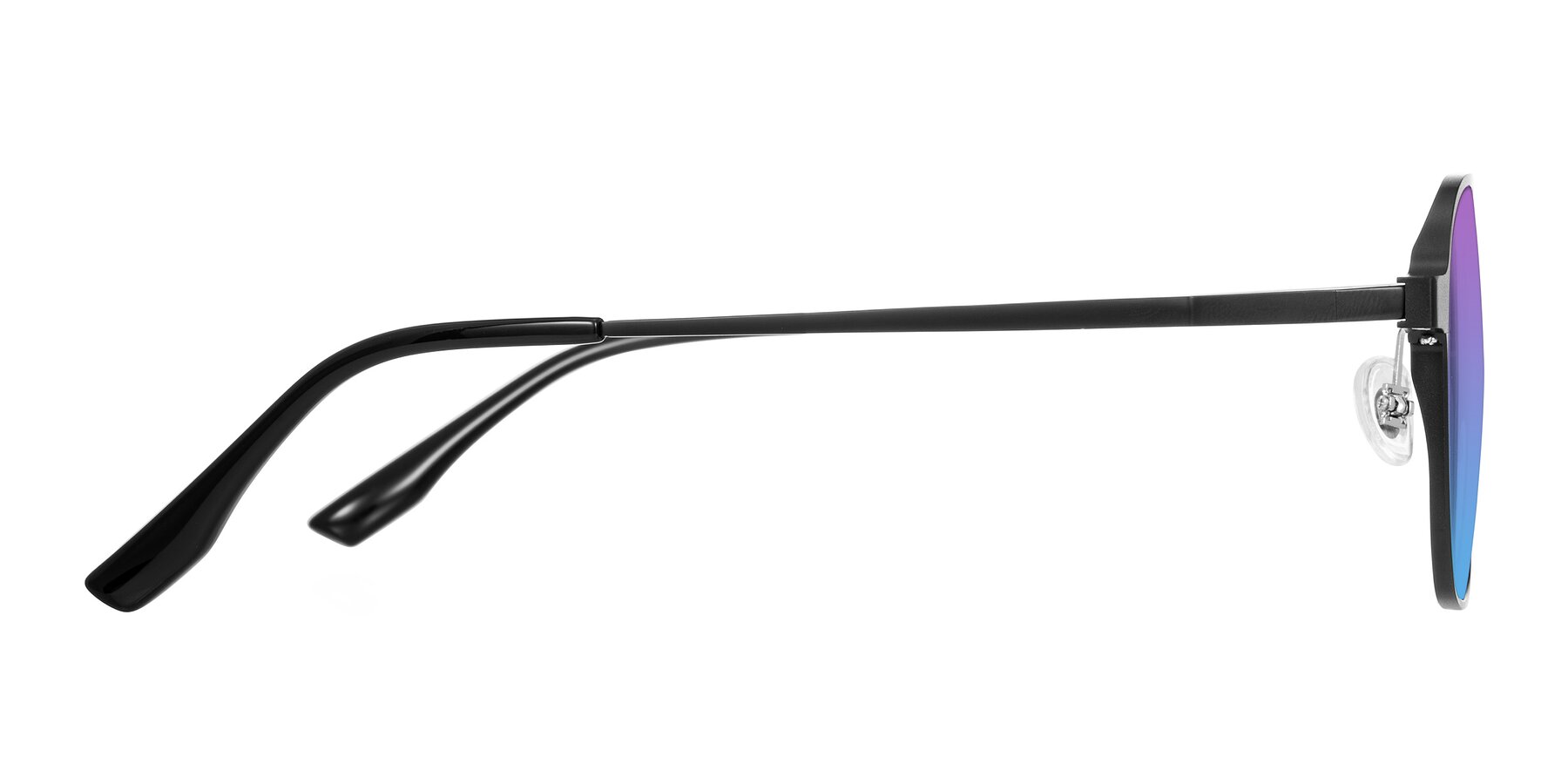 Side of Sanya in Matte Black with Purple / Blue Gradient Lenses