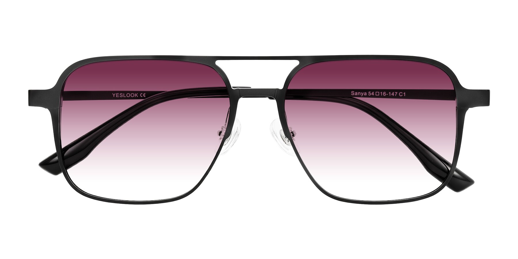 Folded Front of Sanya in Matte Black with Wine Gradient Lenses