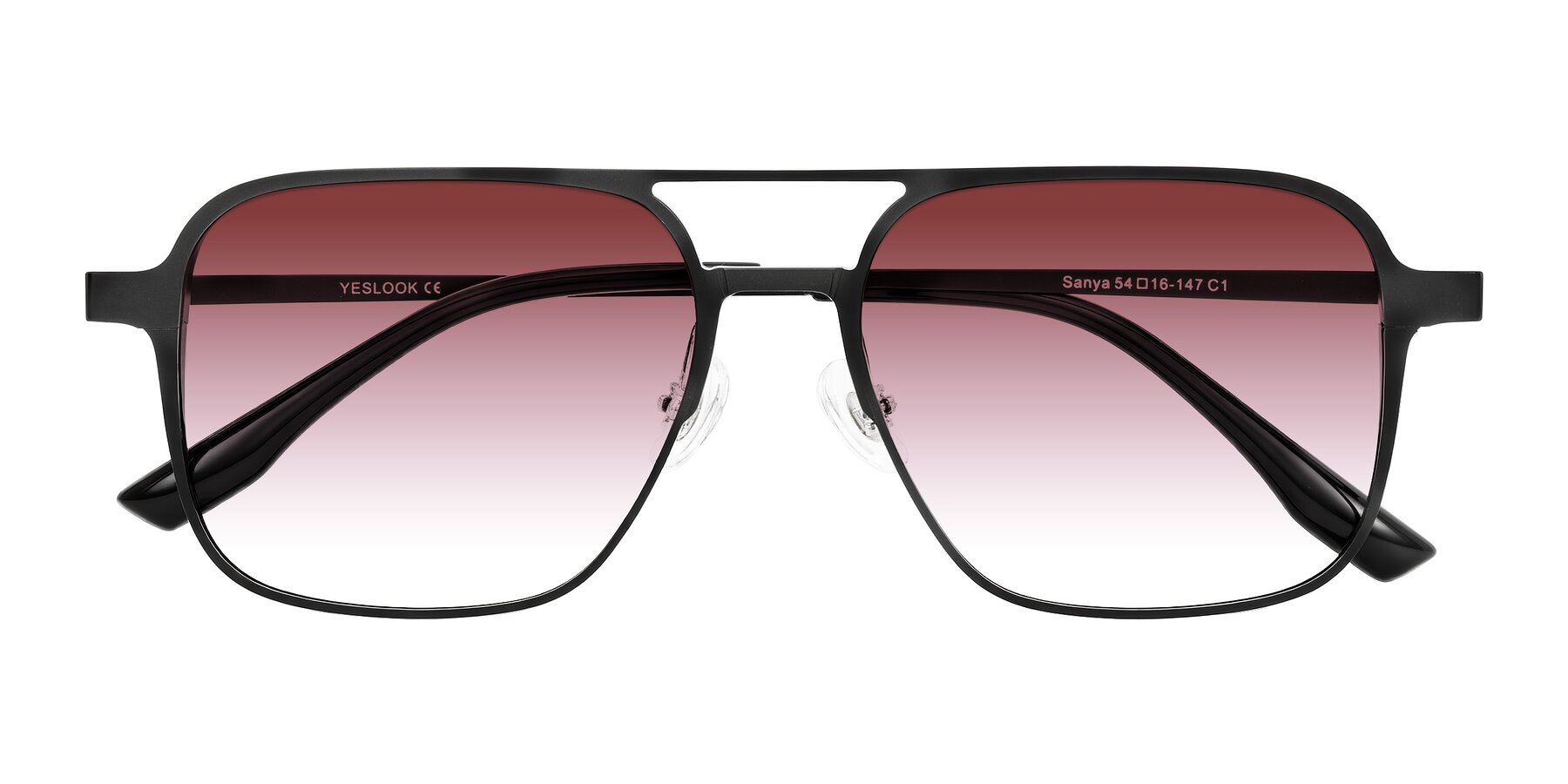 Folded Front of Sanya in Matte Black with Garnet Gradient Lenses