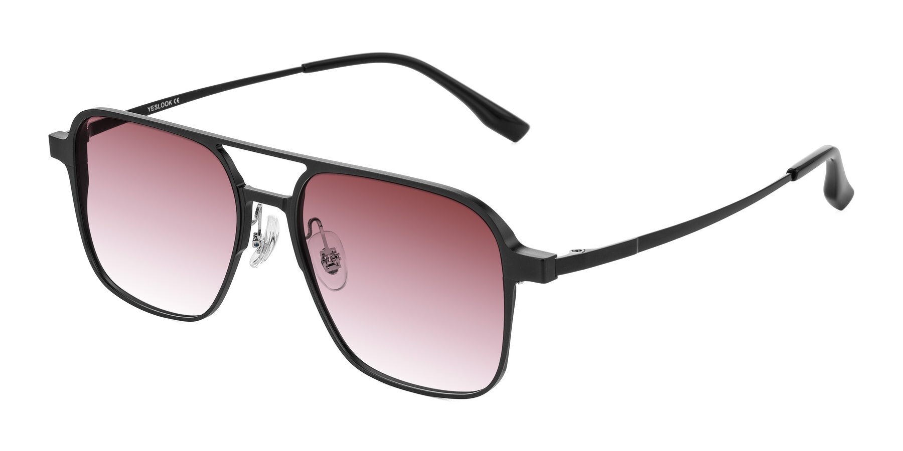 Angle of Sanya in Matte Black with Garnet Gradient Lenses
