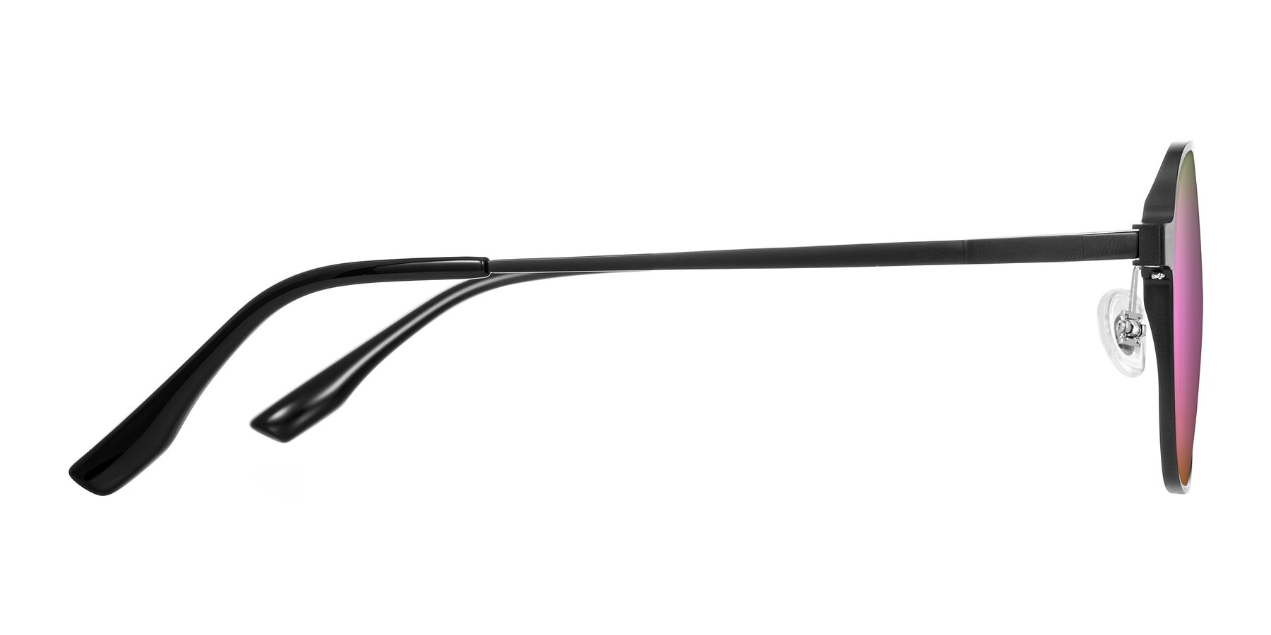 Side of Sanya in Matte Black with Pink Mirrored Lenses
