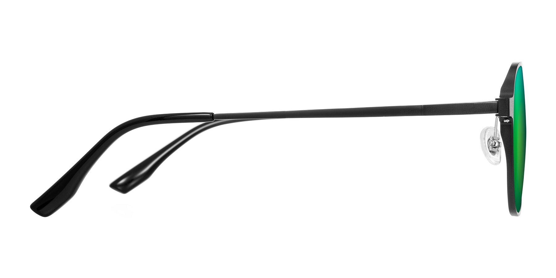 Side of Sanya in Matte Black with Green Mirrored Lenses