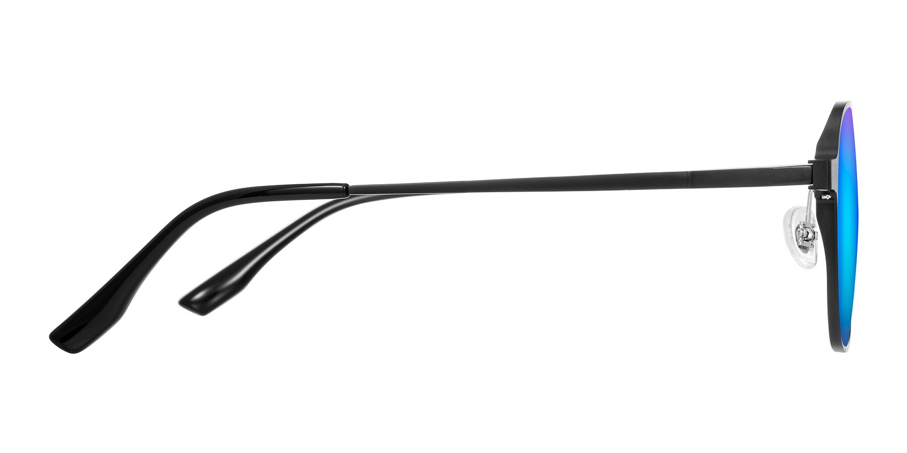 Side of Sanya in Matte Black with Blue Mirrored Lenses