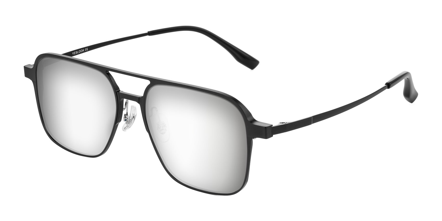 Angle of Sanya in Matte Black with Silver Mirrored Lenses