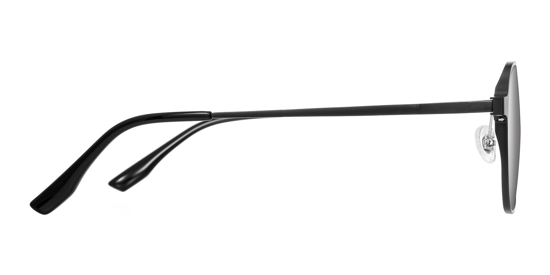 Side of Sanya in Matte Black with Silver Mirrored Lenses