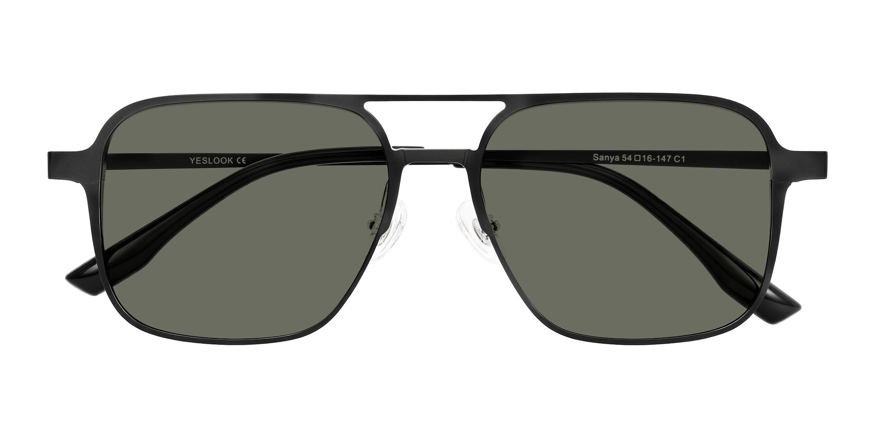 Folded Front of Sanya in Matte Black with Gray Polarized Lenses