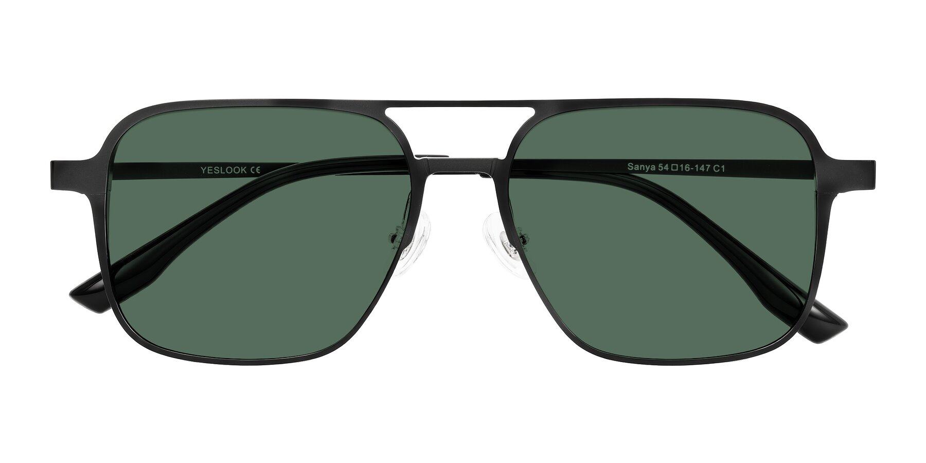 Folded Front of Sanya in Matte Black with Green Polarized Lenses