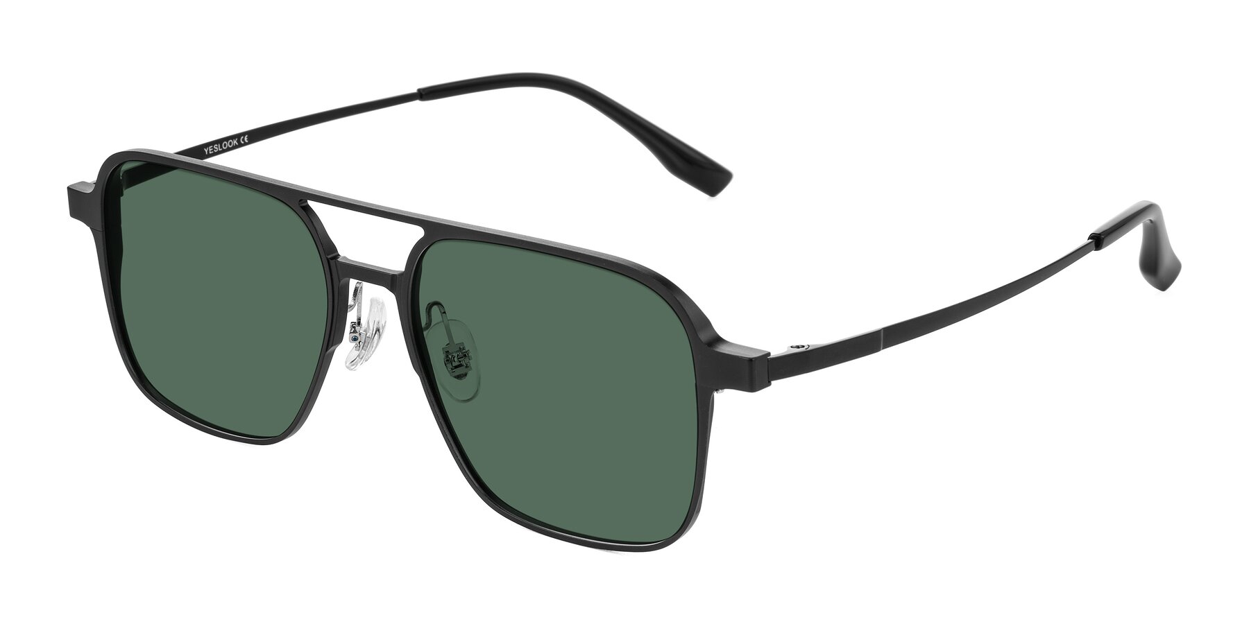 Angle of Sanya in Matte Black with Green Polarized Lenses