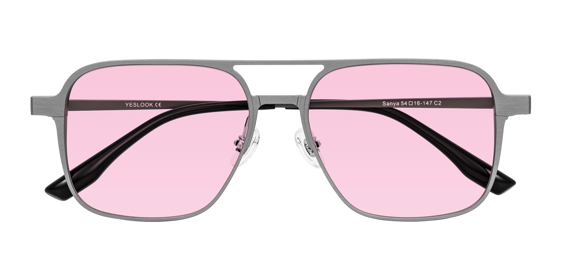Folded Front of Sanya in Gunmetal with Light Pink Tinted Lenses