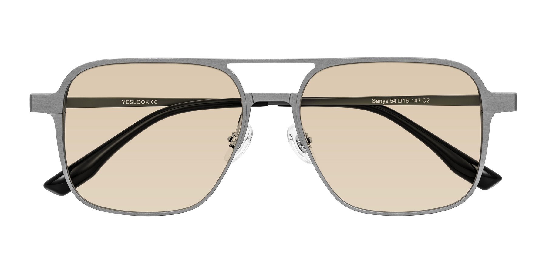 Folded Front of Sanya in Gunmetal with Light Brown Tinted Lenses