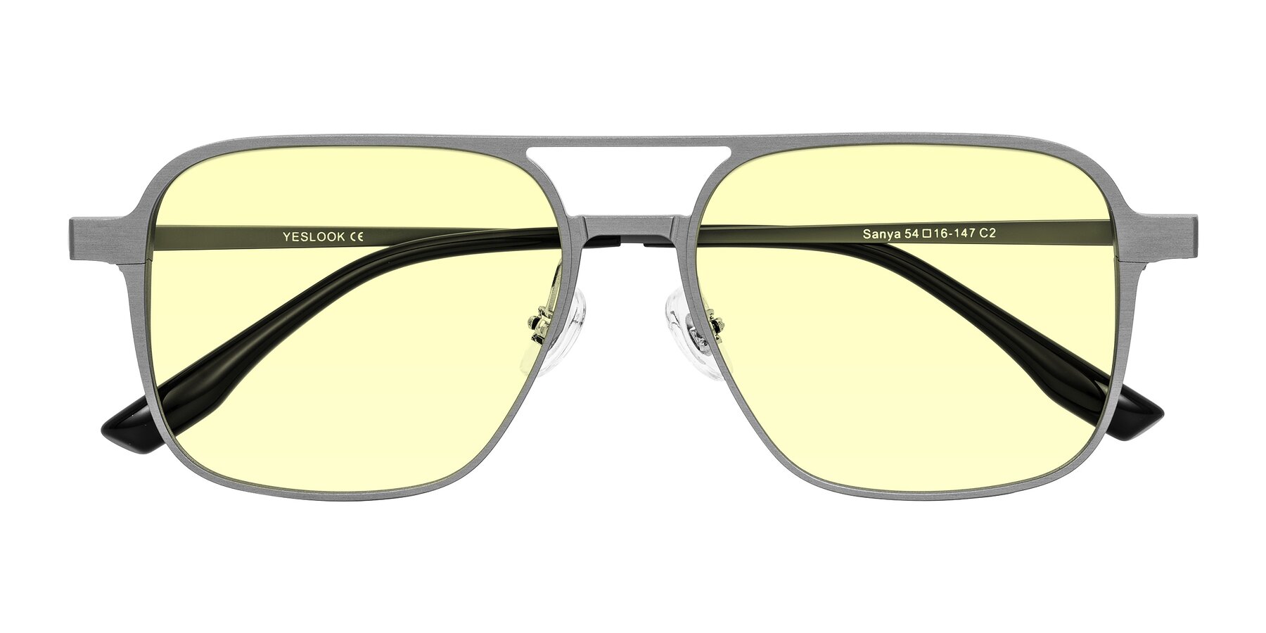 Folded Front of Sanya in Gunmetal with Light Yellow Tinted Lenses