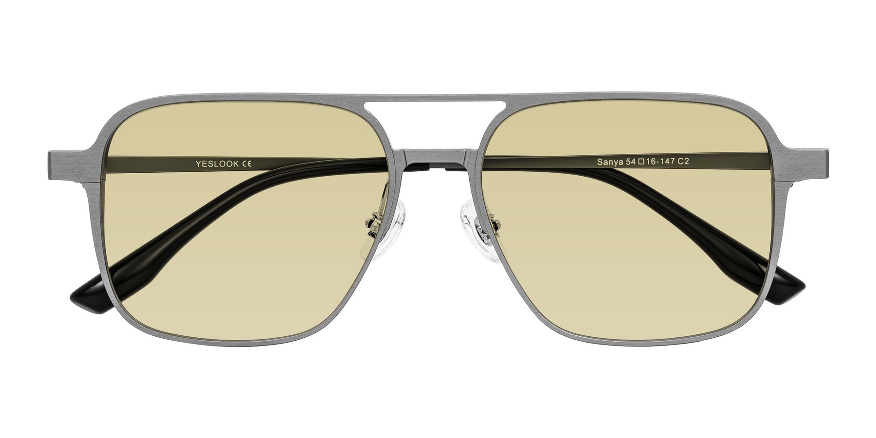 Folded Front of Sanya in Gunmetal with Light Champagne Tinted Lenses