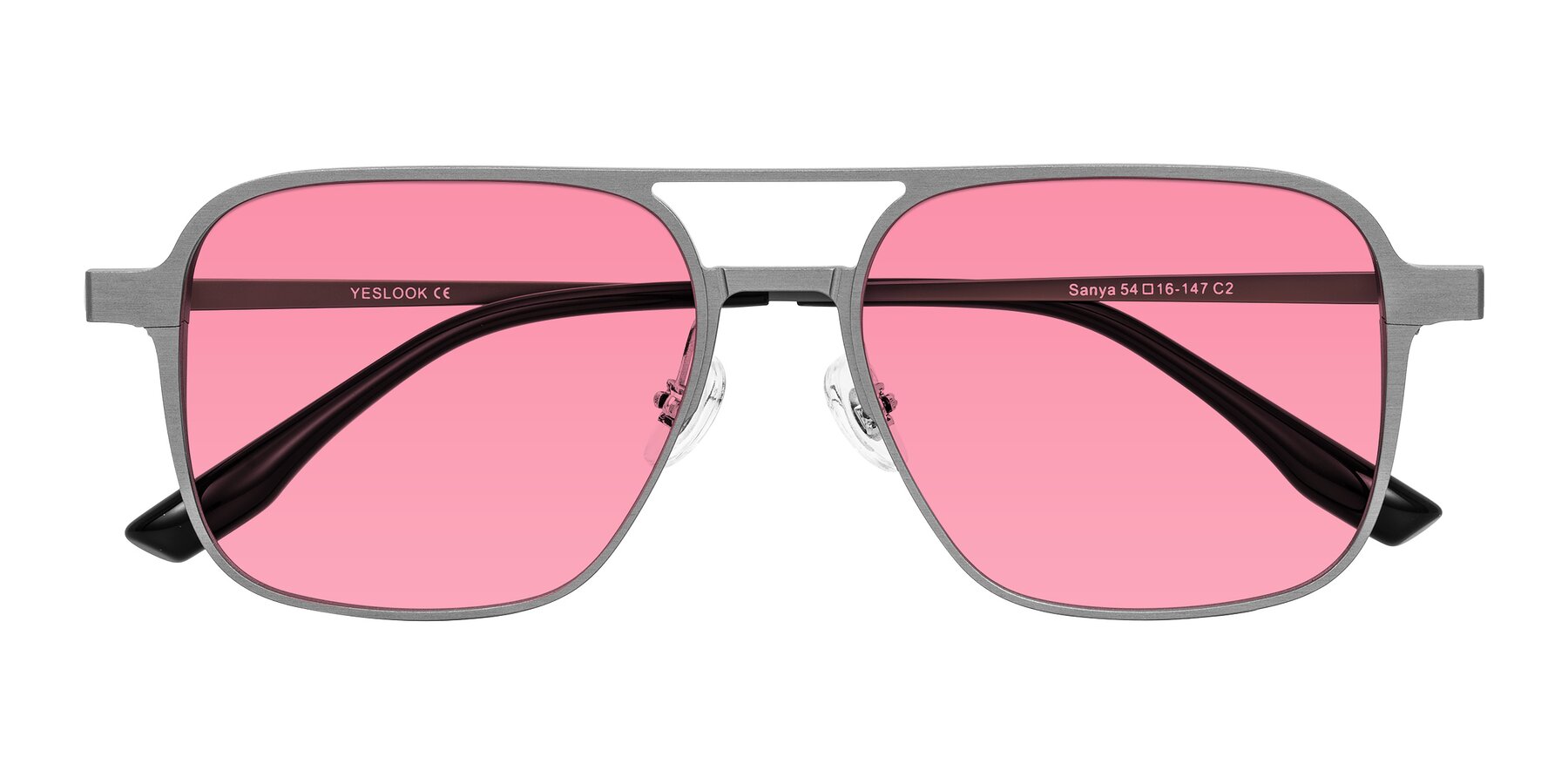 Folded Front of Sanya in Gunmetal with Pink Tinted Lenses