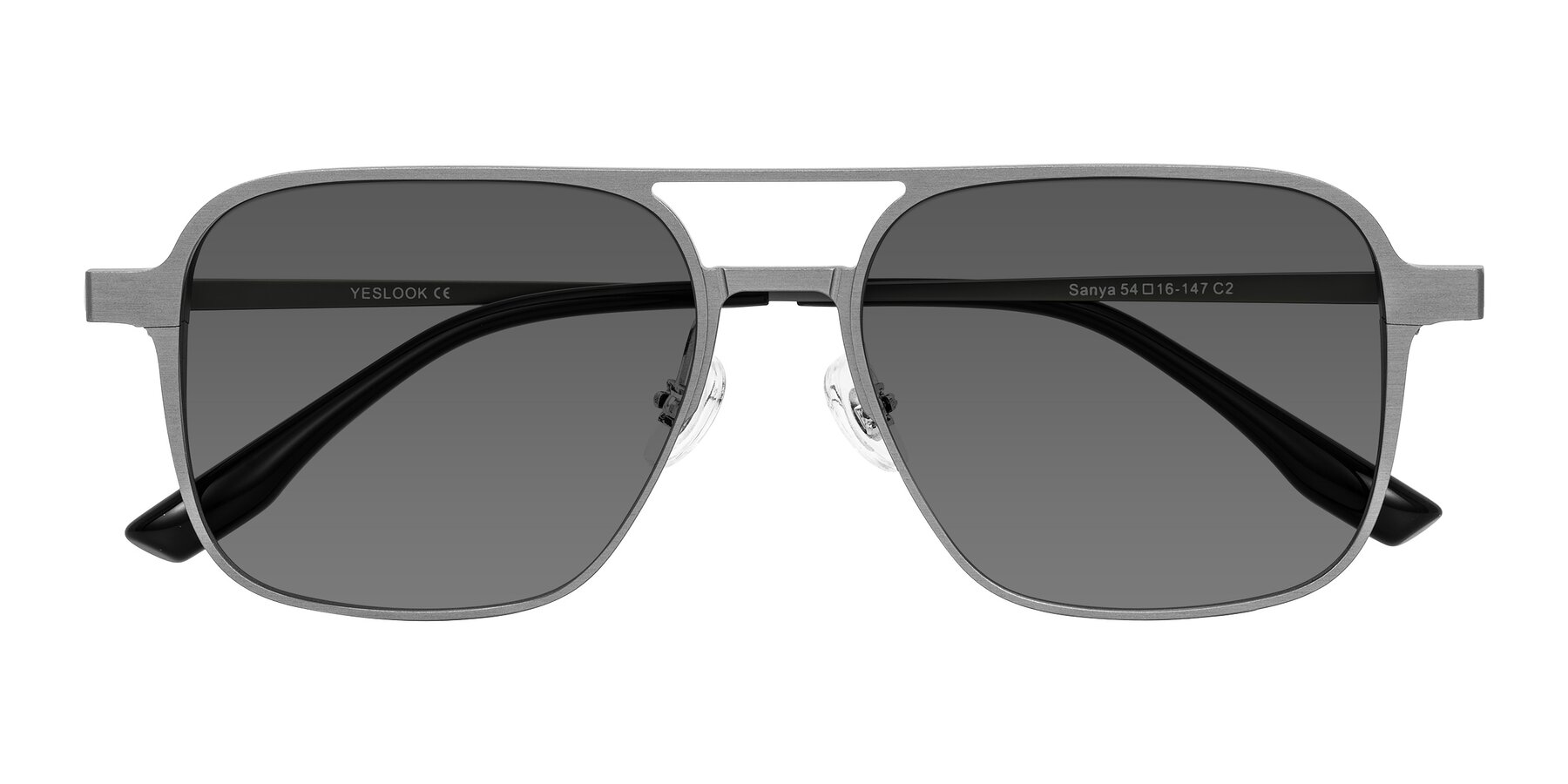 Folded Front of Sanya in Gunmetal with Medium Gray Tinted Lenses