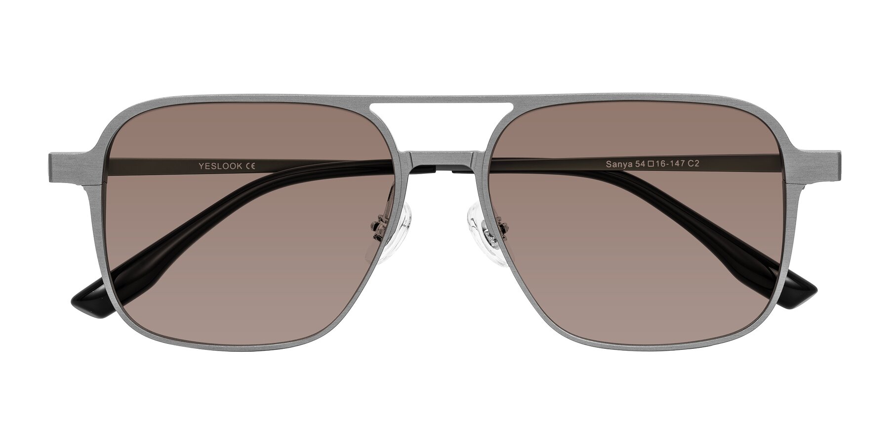 Folded Front of Sanya in Gunmetal with Medium Brown Tinted Lenses