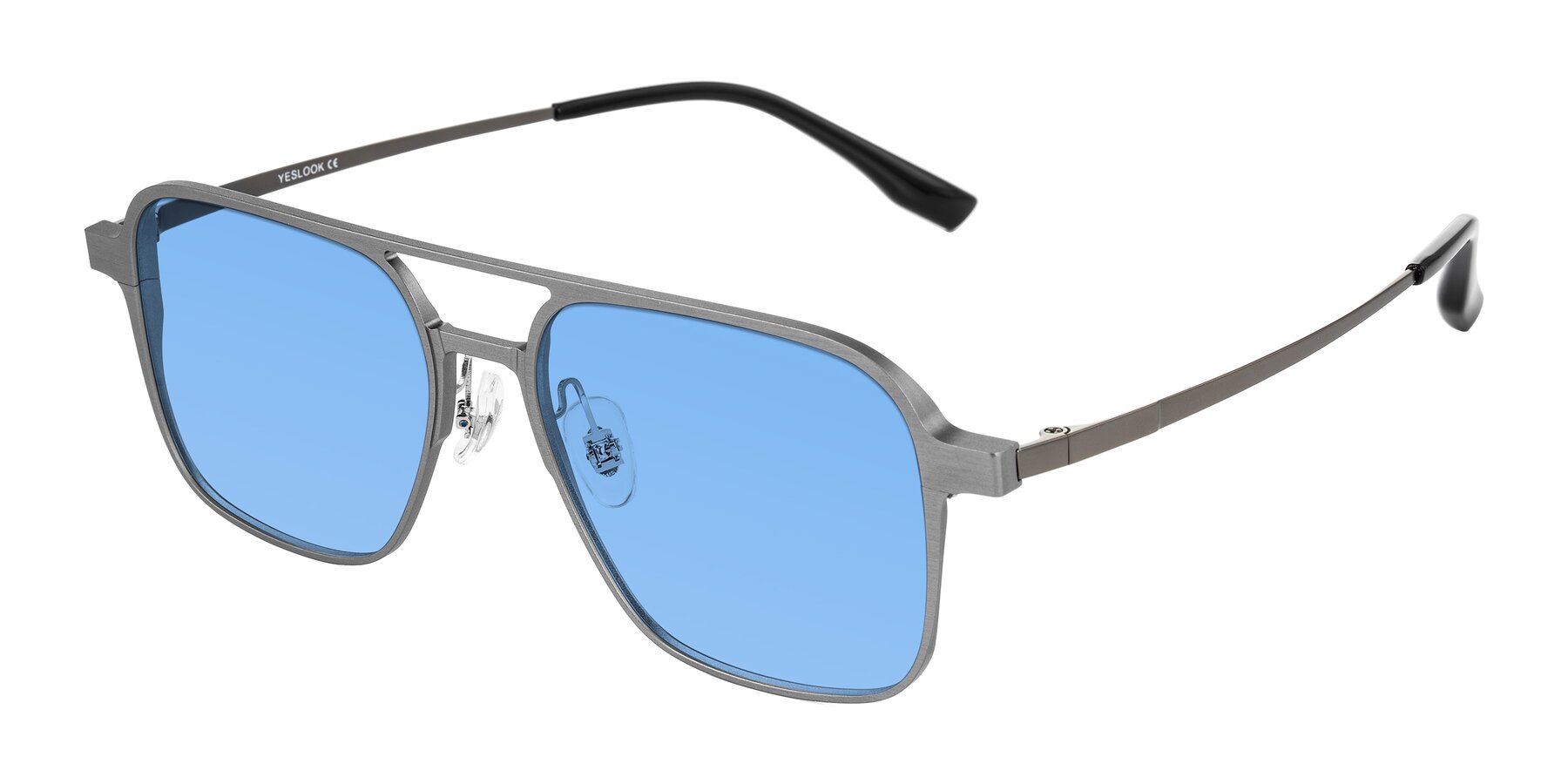 Angle of Sanya in Gunmetal with Medium Blue Tinted Lenses