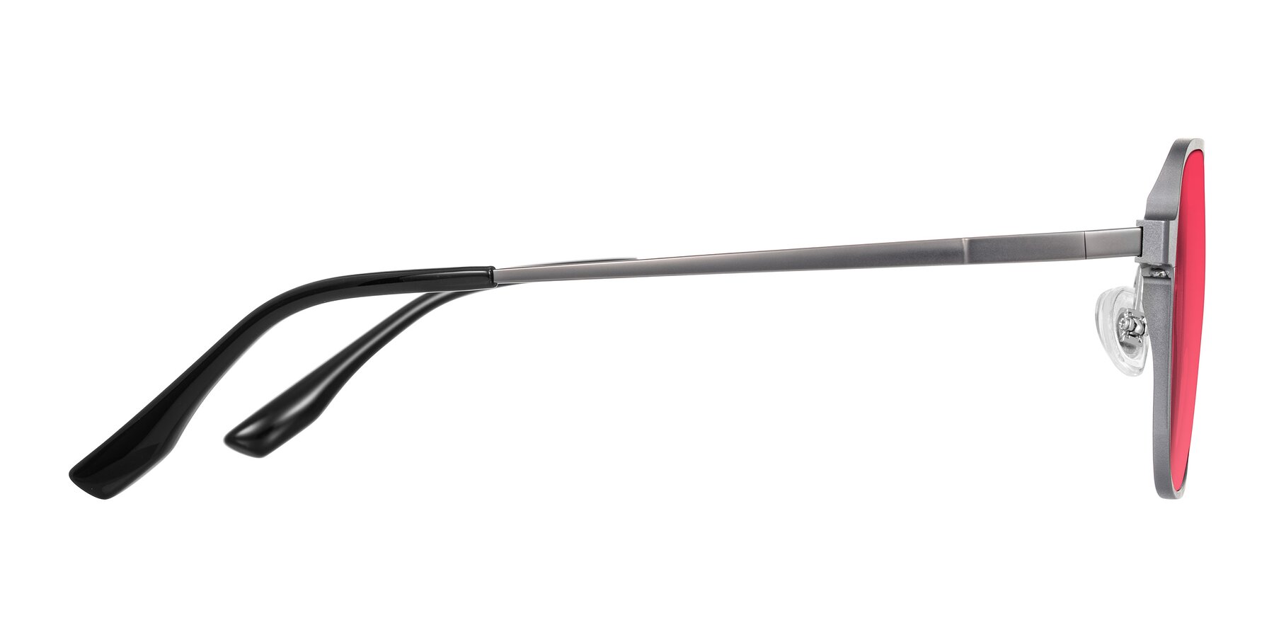 Side of Sanya in Gunmetal with Red Tinted Lenses