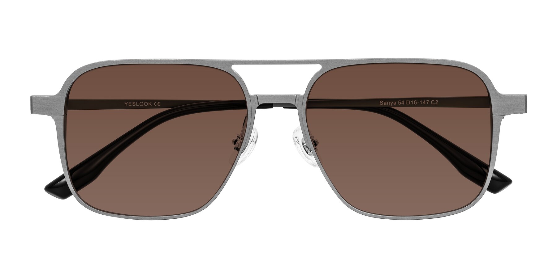 Folded Front of Sanya in Gunmetal with Brown Tinted Lenses