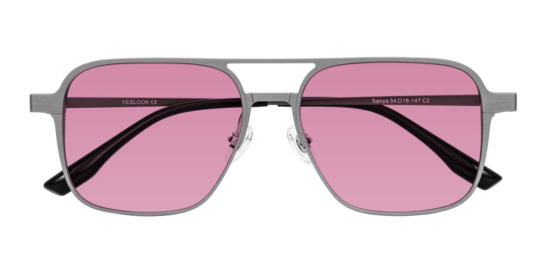 Folded Front of Sanya in Gunmetal with Medium Wine Tinted Lenses