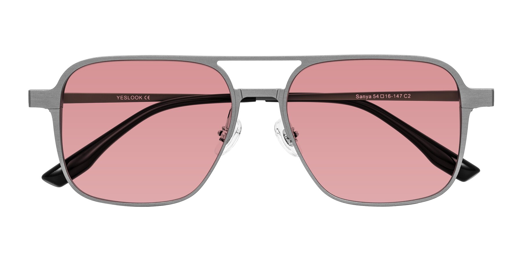 Folded Front of Sanya in Gunmetal with Medium Garnet Tinted Lenses