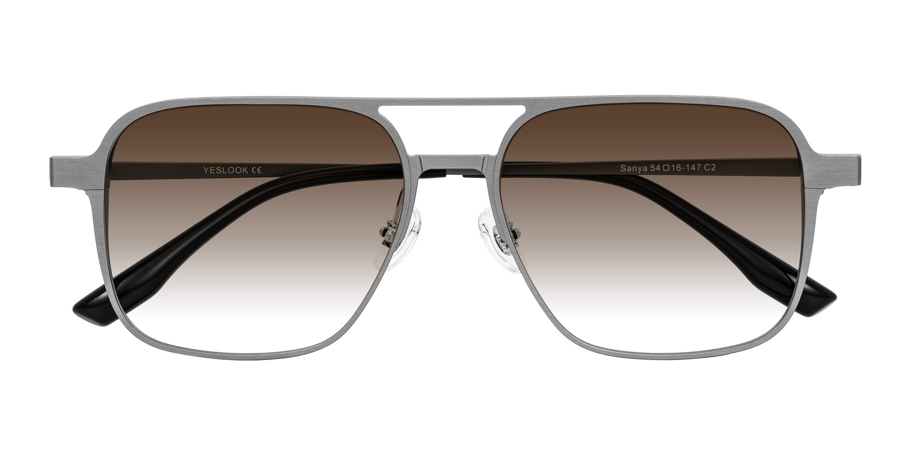 Folded Front of Sanya in Gunmetal with Brown Gradient Lenses