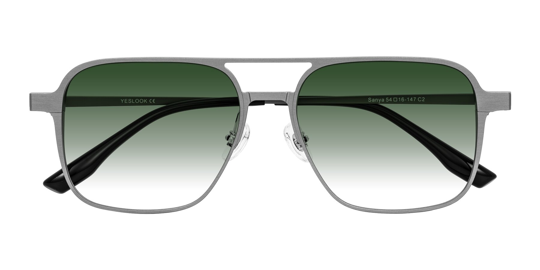 Folded Front of Sanya in Gunmetal with Green Gradient Lenses