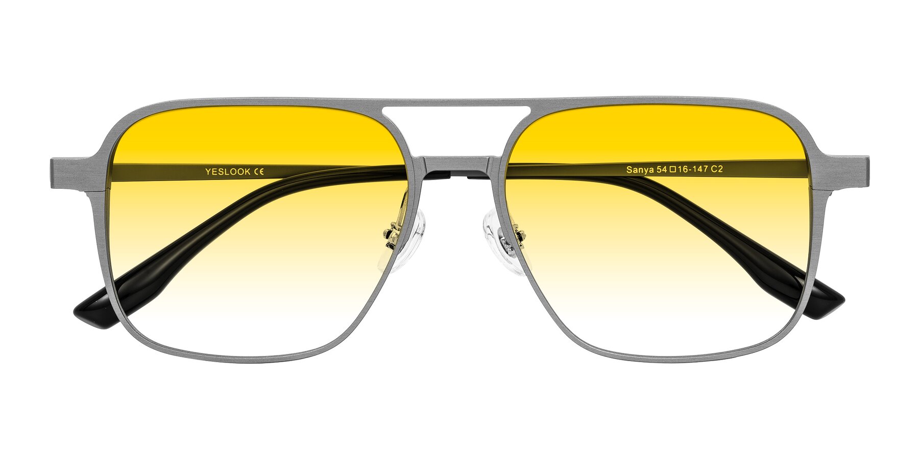 Folded Front of Sanya in Gunmetal with Yellow Gradient Lenses