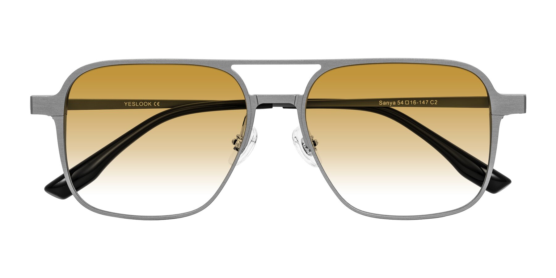 Folded Front of Sanya in Gunmetal with Champagne Gradient Lenses