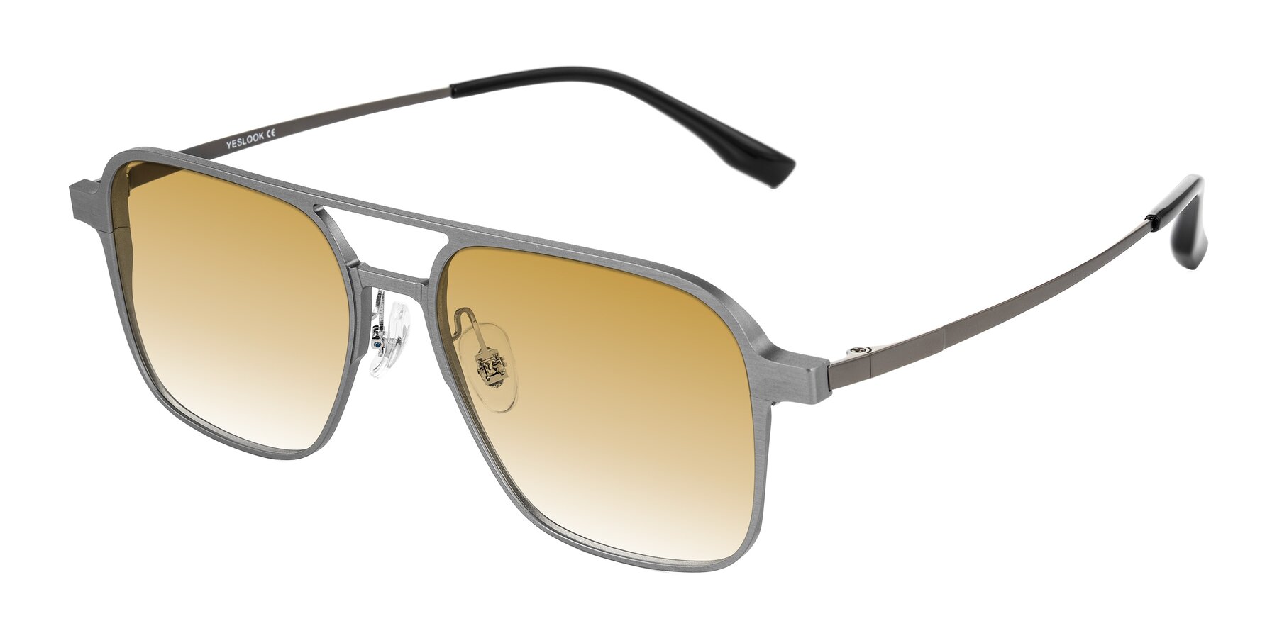 Angle of Sanya in Gunmetal with Champagne Gradient Lenses