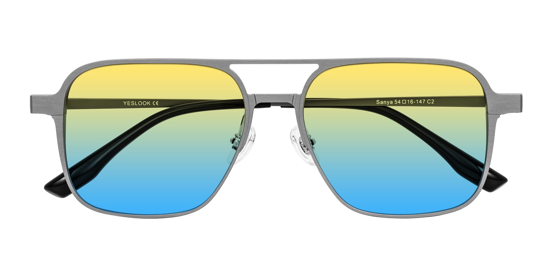 Folded Front of Sanya in Gunmetal with Yellow / Blue Gradient Lenses