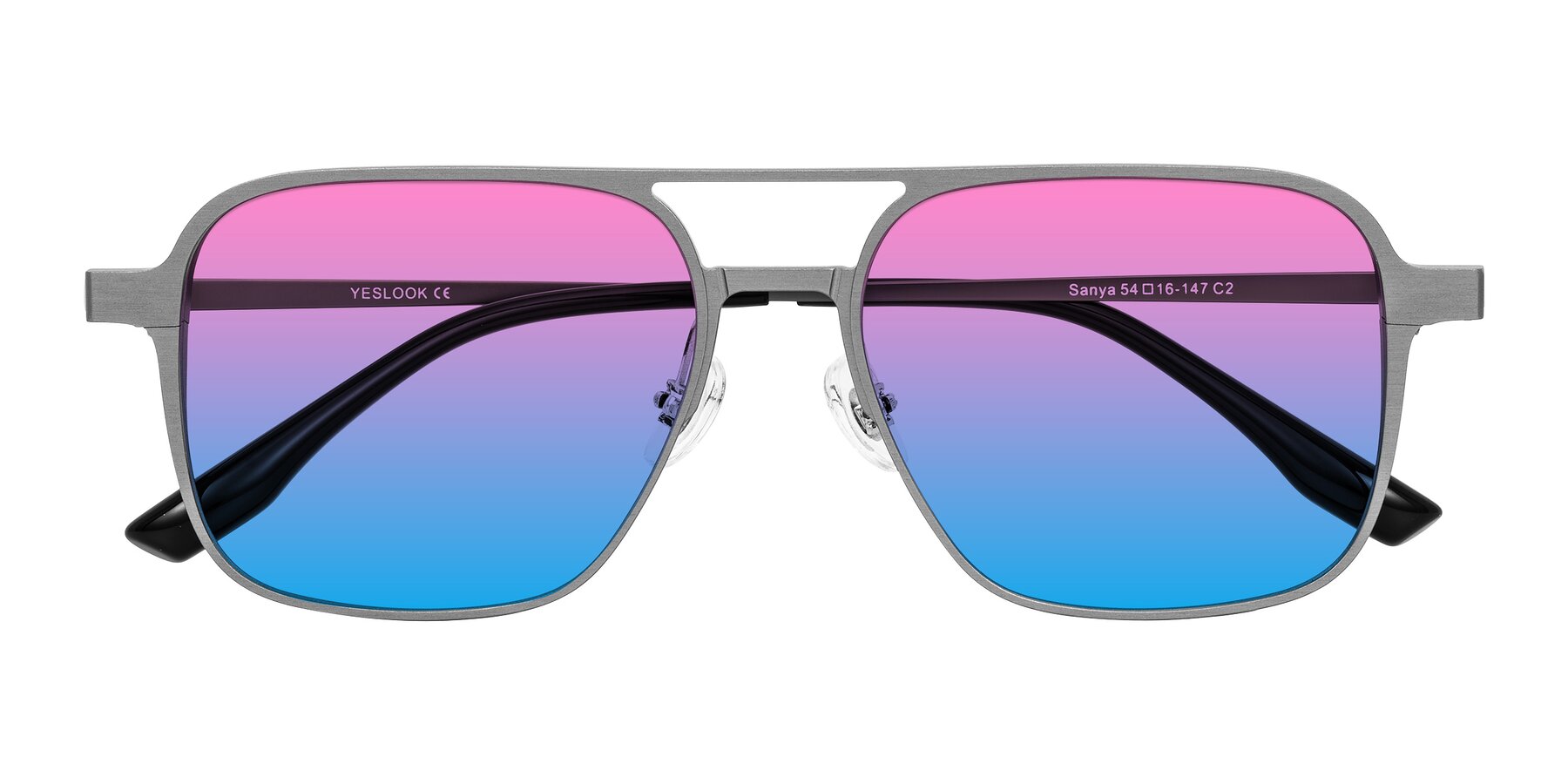 Folded Front of Sanya in Gunmetal with Pink / Blue Gradient Lenses