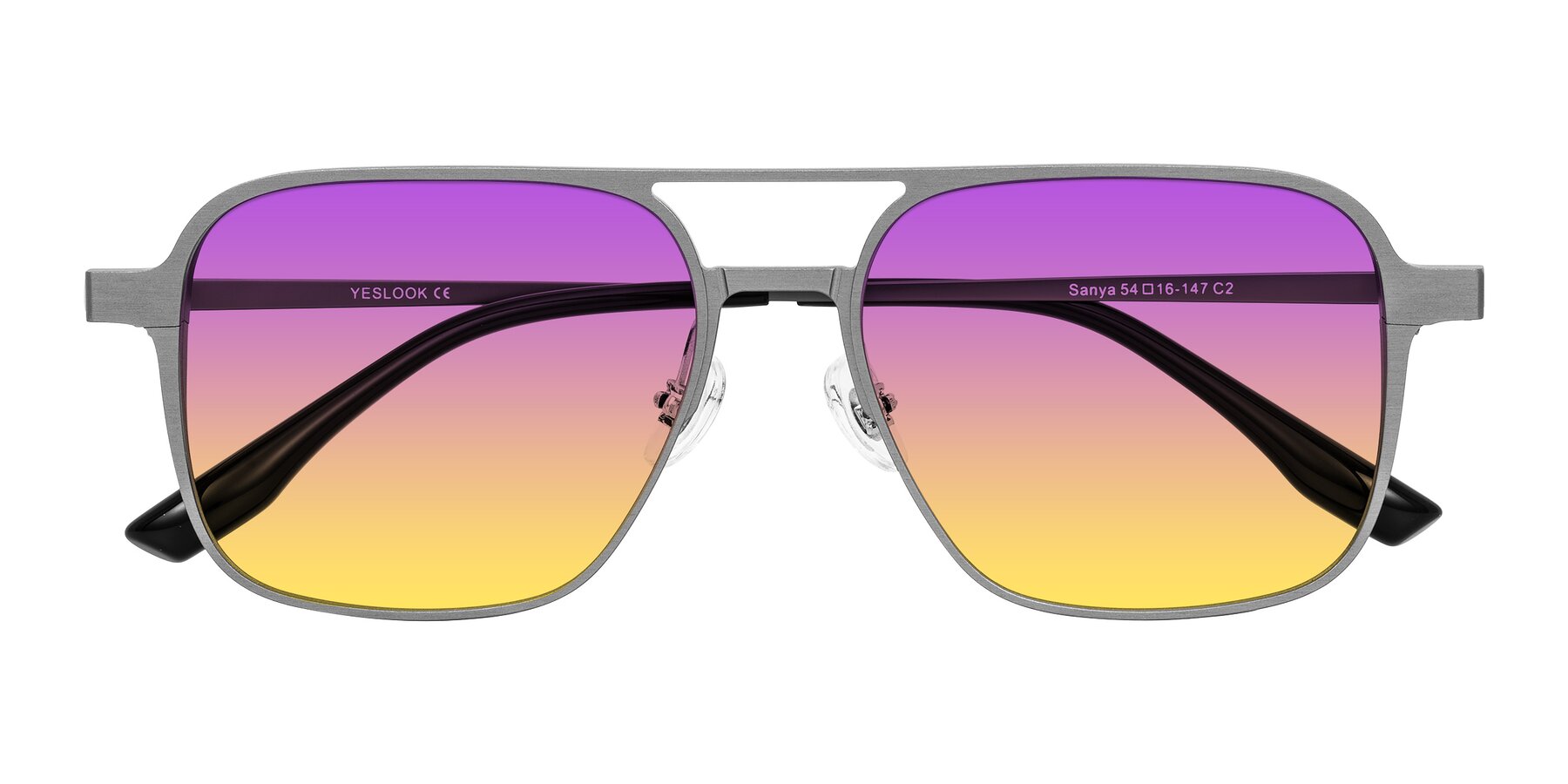 Folded Front of Sanya in Gunmetal with Purple / Yellow Gradient Lenses