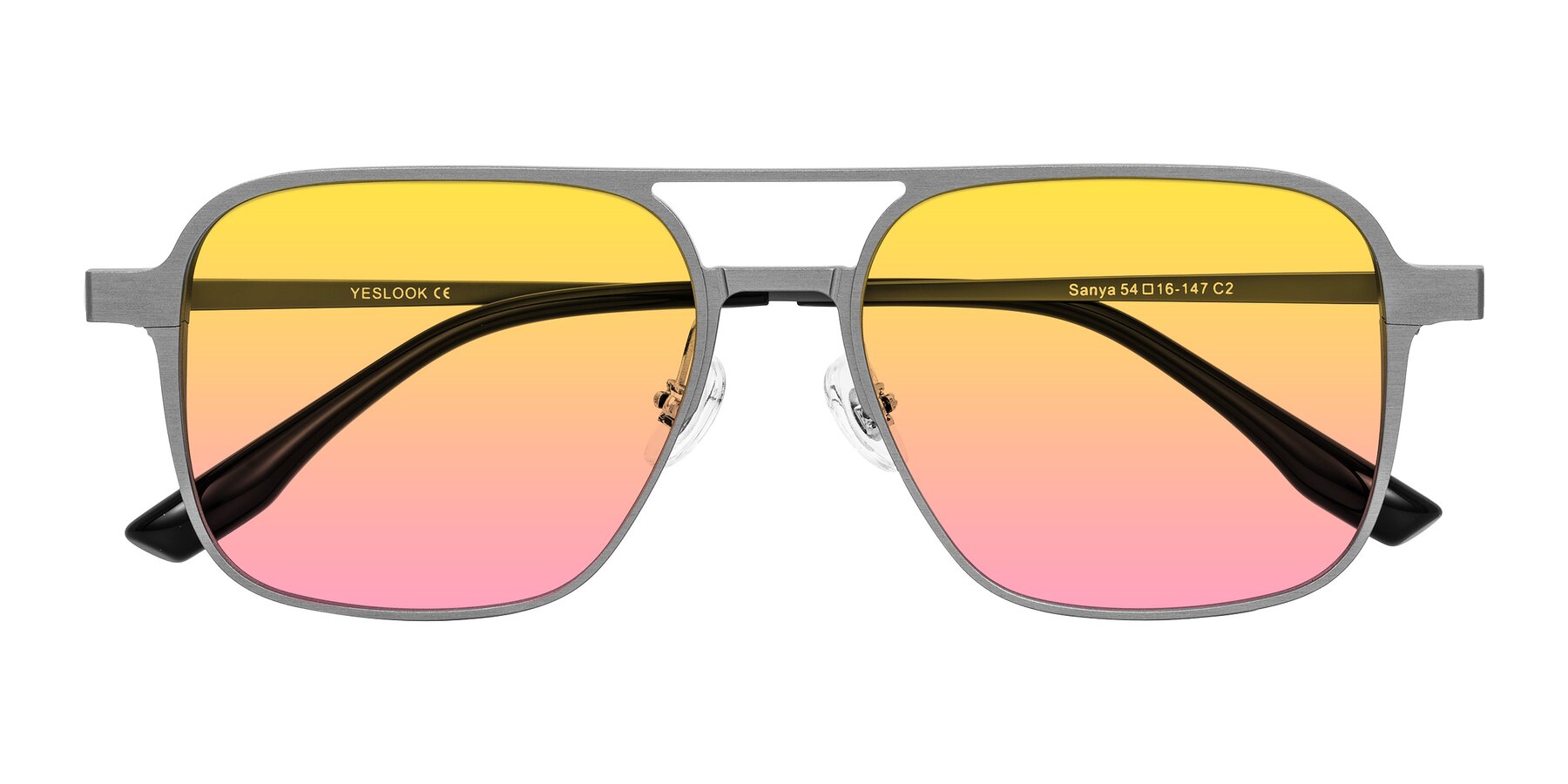 Folded Front of Sanya in Gunmetal with Yellow / Pink Gradient Lenses