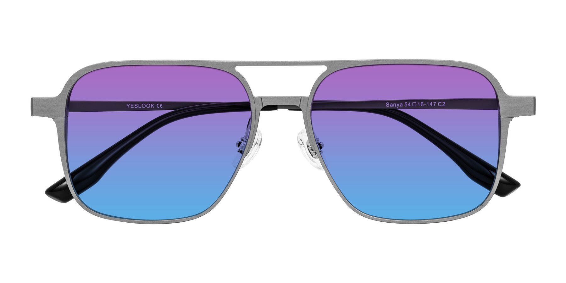 Folded Front of Sanya in Gunmetal with Purple / Blue Gradient Lenses