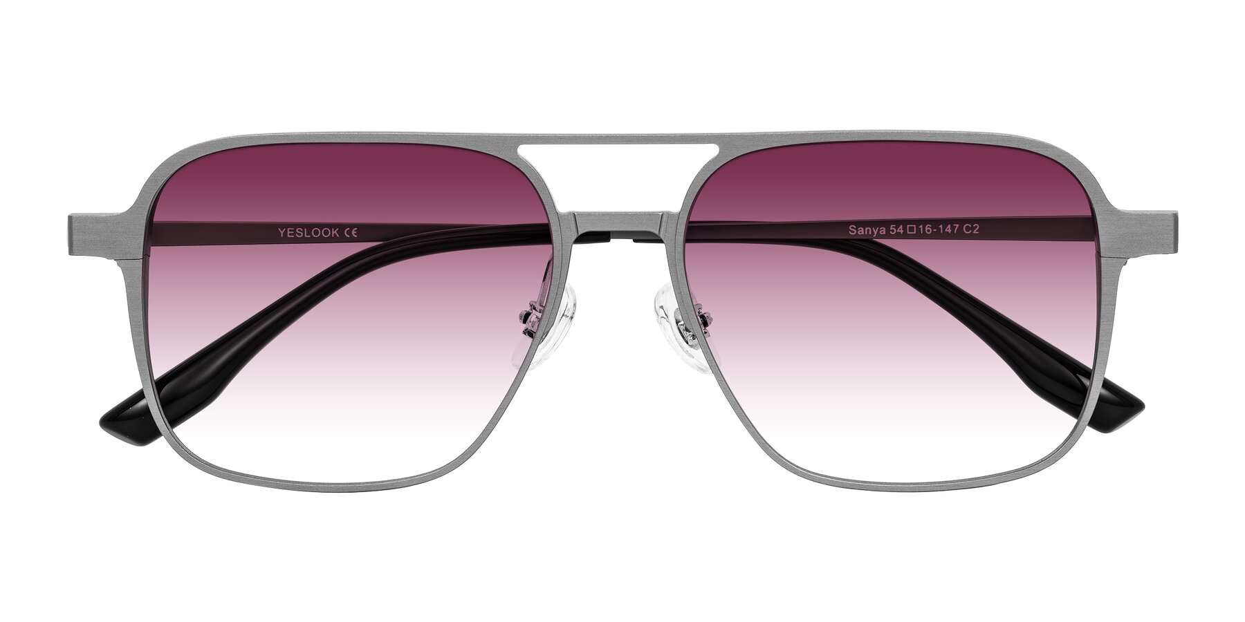 Folded Front of Sanya in Gunmetal with Wine Gradient Lenses