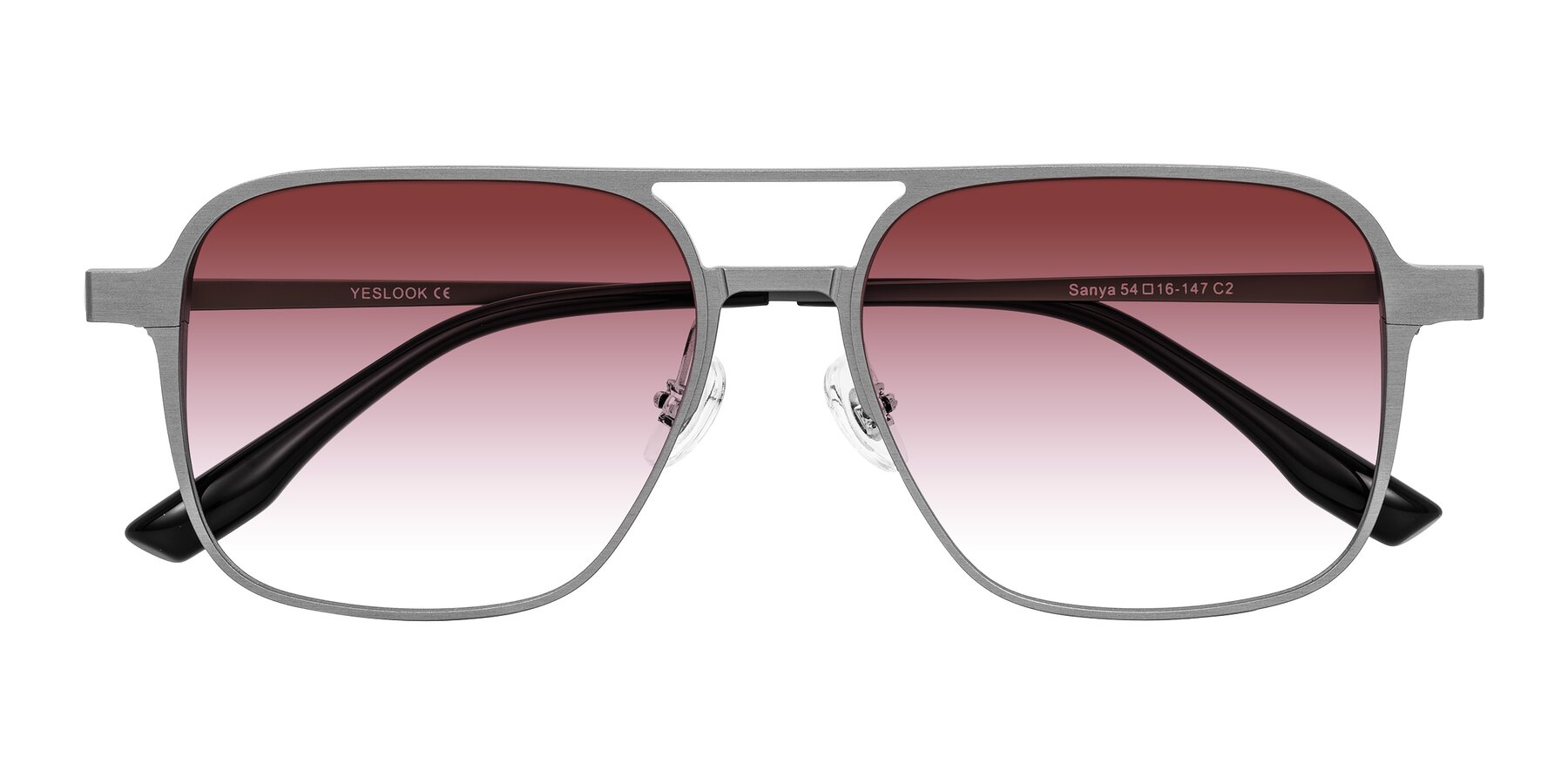 Folded Front of Sanya in Gunmetal with Garnet Gradient Lenses